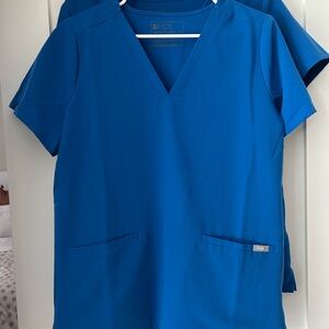 Royal blue figs scrub top